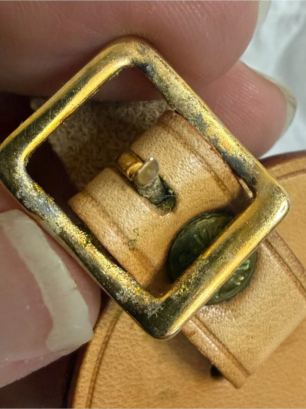 Louis Vuitton Tan Leather Luggage Tag with Gold Hardware